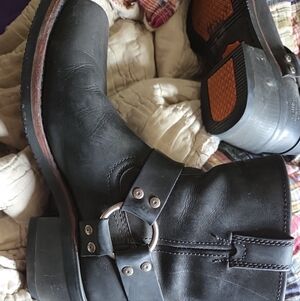 Harley Davidson Black Leather Harness Moto Boots